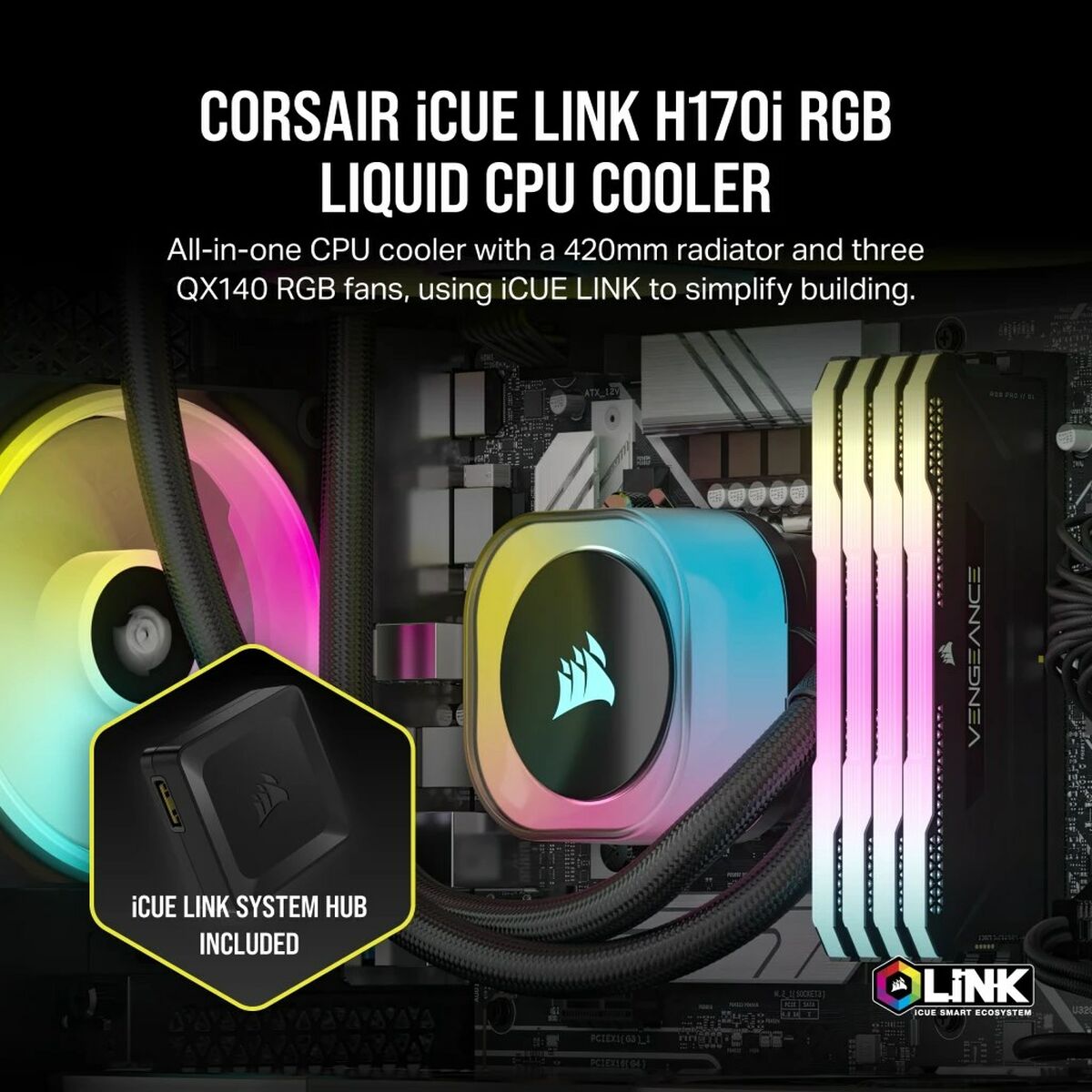 Corsair iCUE LINK H170i RGB AIO Liquid CPU Cooler